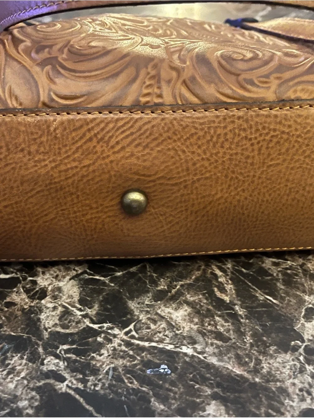 Patricia Nash Tooled Leather Shoulder Bag - Tan